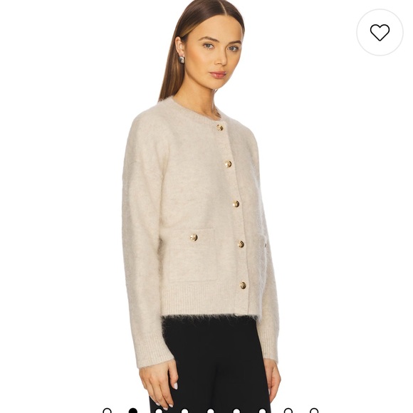 NWT Anine Bing Bobbie Cardigan in Light Oat Size Small Neutral Alpaca Sweater - Picture 3 of 10